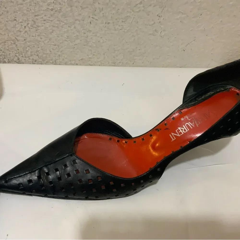 Saint Laurent black Perforated Leather D'orsay Pumps Size 39 - Picture 6 of 15